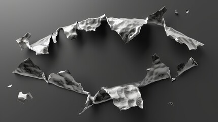 Realistic 3d modern illustration of metal holes, ragged cracks, cuts on steel sheet. Torn slash, gun aperture design element isolated on transparent background.