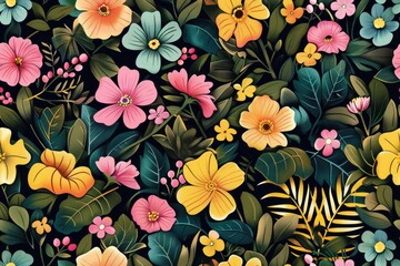 Whimsical and Eclectic Floral Pattern Embracing the Richness of Nature's Variety