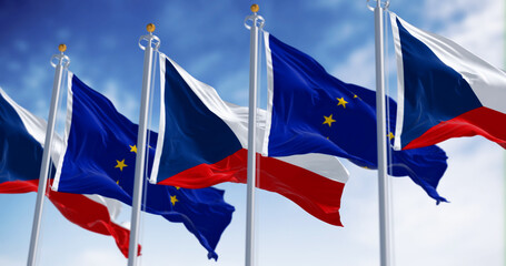 Czech Republic and the European flag waving