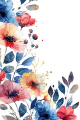 Vibrant Watercolor Floral Arrangement with Splashes of Color
