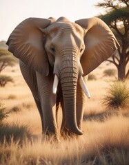 Large elephants threatening male elephants in Amboseli Hills