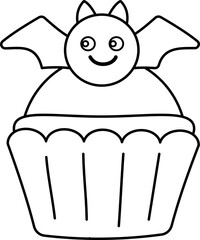 Halloween Sweet Cupcake outline vector