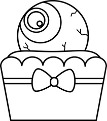 Halloween Sweet Cupcake outline vector