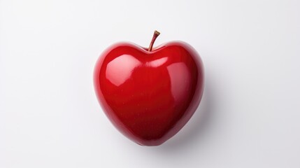 Obraz premium Red apple heart closeup isolated on a white background with copy space. Valentine's Day. Love.Healthy eating concept 