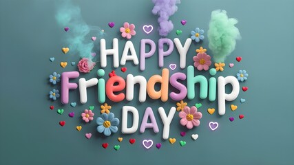 The background of Happy Friendship Day features colorful flowers and love.