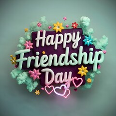 The background of Happy Friendship Day features colorful flowers and love.