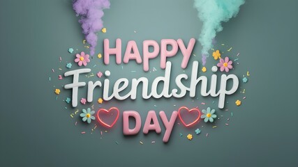 The background of Happy Friendship Day features colorful flowers and love.