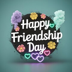 The background of Happy Friendship Day features colorful flowers and love.