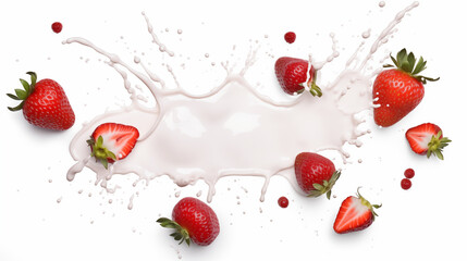 Strawberry and Milk Splash Artistic Photography