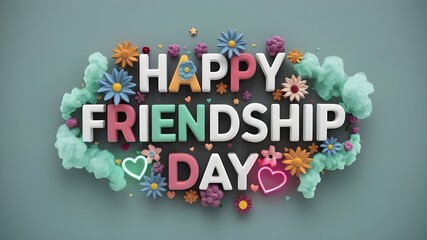 The background of Happy Friendship Day features colorful flowers and love.
