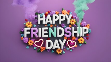 The background of Happy Friendship Day features colorful flowers and love.