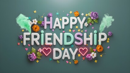The background of Happy Friendship Day features colorful flowers and love.