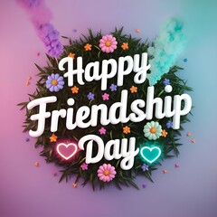 The background of Happy Friendship Day features colorful flowers and love.