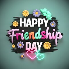 The background of Happy Friendship Day features colorful flowers and love.