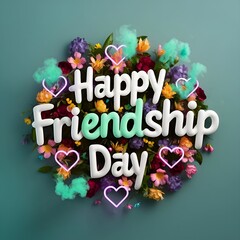 The background of Happy Friendship Day features colorful flowers and love.