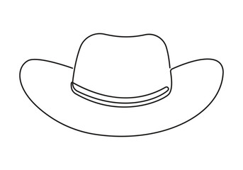 Simple cowboy hat line art vector illustration.Continuous one line drawing of cowboy hat.