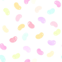 Colorful Jelly bean seamless pattern wallpaper, Jelly bean on white background.