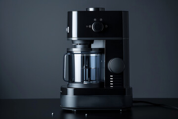 A sleek black food processor with a sleek design, adding a touch of elegance to the kitchen.