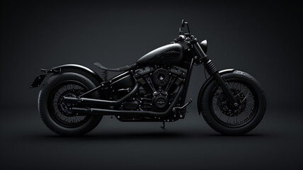 Fototapeta premium Black motorcycle on dark background
