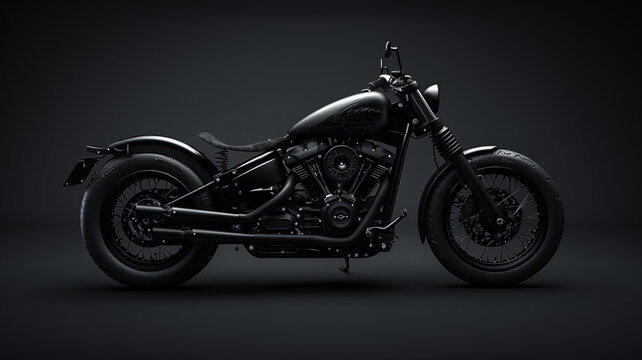 Black motorcycle on dark background