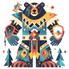 Tribal Bear in Warrior Attire Art