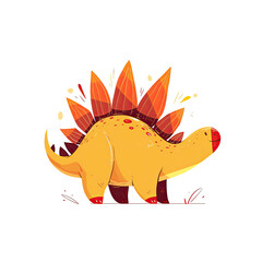 Happy Stegosaurus Cartoon Its Spiky Plates, Cartoon Illustration