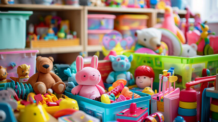 Fototapeta na wymiar Room filled with toys and stuffed animals