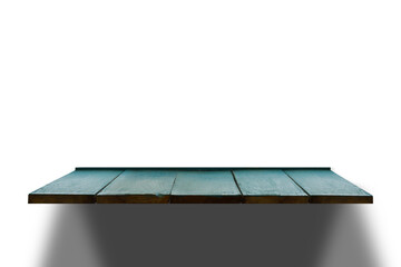Old wooden shelves with shadow, transparent background, png.