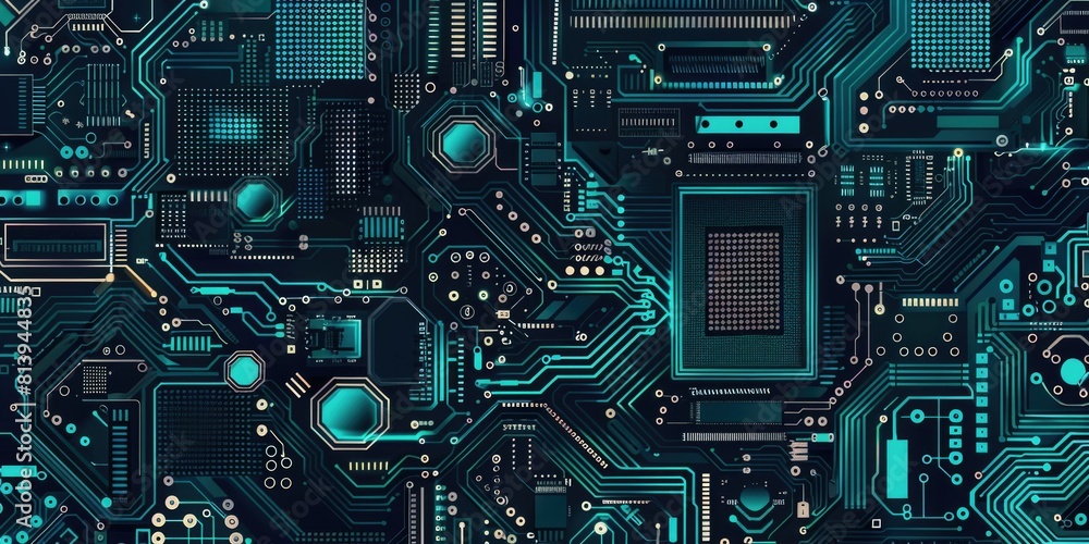 Poster detailed view of a computer circuit board, perfect for technology concepts