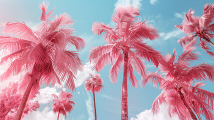 Pink palm trees against a blue sky - pink stock videos & royalty-free footage