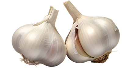 A pair of garlic bulbs with a Transparent background.