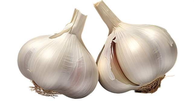 A pair of garlic bulbs with a Transparent background.