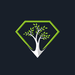 Tree logo with diamond concept