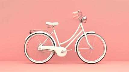 White bicycle on pink background