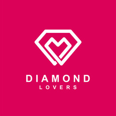 Diamond logo with love concept