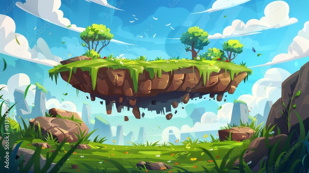 Aufkleber floating platform asset for game. isolated cartoon 2d modern asset. transparent background scene for