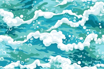 Obraz premium Abstract Ocean Waves Pattern Design in Turquoise and Blue Tones