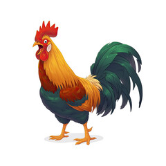 Fototapeta premium Joyful Rooster Cartoon Its Beak Open, Cartoon Illustration