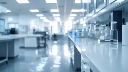 Modern Laboratory Interior with Scientific Equipment and Blue Tint