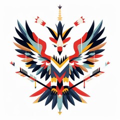 Fototapeta premium Falcon Totem with Native Patterns