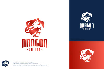 dragon logo with burst of flame ,for your company security, logo design illustration.