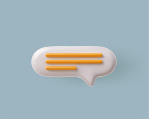Isolated oval chat bubble, vector 3D illustration in cartoon style.