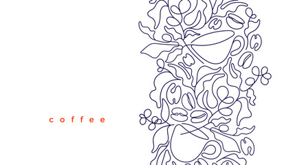 Coffee template. Vector plantation, abstract bean