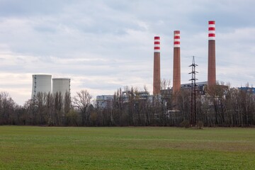 Industrial landscape with black coal power plant in Ostrava Trebovice, Czech Republic