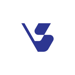 letter vs simple curves ribbon logo vector