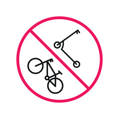 A prohibitory sign stating that you cannot ride electric scooters and bicycles