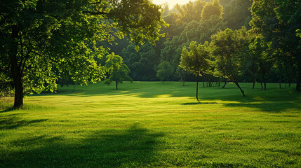 Obraz premium serene green meadow in the heat of summer