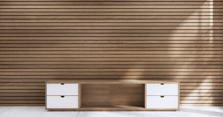 Cabinet room wooden interior wabisabi and armchair sofa and decoration japanese style.3D rendering