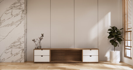 Cabinet room wooden interior wabisabi and armchair sofa and decoration japanese style.3D rendering