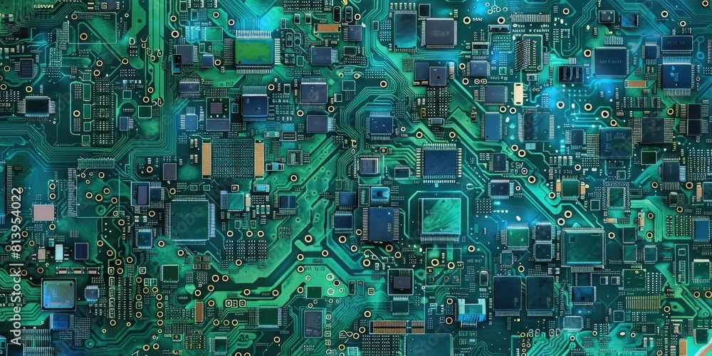 Poster detailed view of a computer circuit board, suitable for technology concepts
